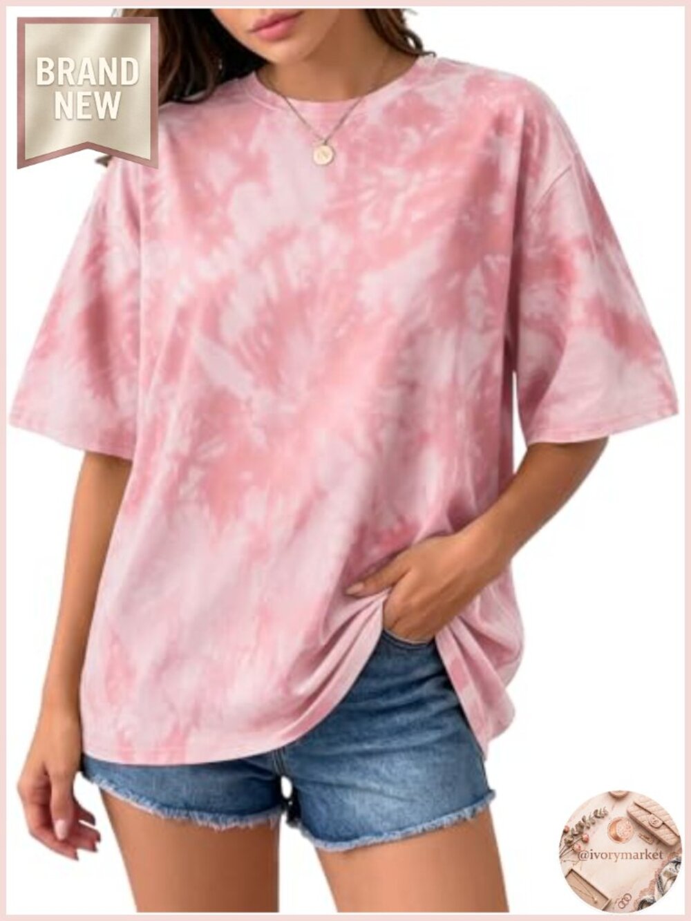 Oversized Tie Dye Graphic Tee Short Sleeve Soft Women's T-Shirt